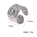 Détails de la bague ajustable de 15 mm en acier inoxydable avec surface martelée - Couleur Acier