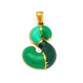 18k gold plated stainless steel letter S pendant with green enamel for DIY jewelry - Sp640g-s (single Pendant)