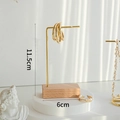 Minimalist wood and gold metal jewelry stand for earrings and necklaces 11.5cm - Semi-Bar Rack