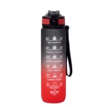 1000ml sports water bottle with black and red gradient matte finish and time markers - Gradient Black Red