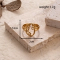 Adjustable gold plated stainless steel ring featuring abstract hollow face line design - Abstract Face (MN493)