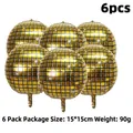 Set of 6 gold 22-inch 4D disco ball balloons with metallic mirror finish for party décor - 22 Inch / Gold