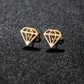 Minimalist gold-tone hollow diamond-shaped stud earrings with geometric cutouts - 060 Diamond Rose Gold