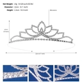Silver rhinestone princess crown for girls featuring heart design, 12cm diameter - Lotus Rhinestone Crown TS-J3282S