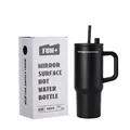 710ml matte black stainless steel insulated tumbler with handle, straw and gift box - Black With Handle