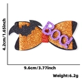 Fermaglio per capelli Halloween con fiocco arancione glitterato, pipistrello e scritta Boo - Fermaglio per Capelli con Fiocco di Pipistrello BOO
