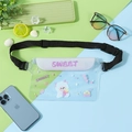 Waterproof PVC waist bag with sweet cartoon print and adjustable strap in white and clear - Lamb