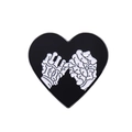 Retro heart-shaped metal brooch featuring black finish and white skeleton pinky promise design - Black White Skeleton Pinky Promise Style (XZ8576)