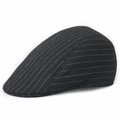 Classic black pinstriped flat cap for men and women, breathable summer sun protection hat - Black Striped