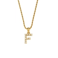 Golden twist chain necklace featuring a sparkling zircon-studded letter F pendant - Letter F