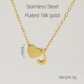 Golden stainless steel heart necklace with letter J pendant in 18k gold plating - Letter J