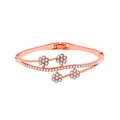 Elegante bracciale in oro rosa con fiori di cristallo e chiusura a molla raffinata - Stile Tre Fiori (1250)
