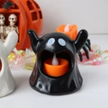 Halloween ghost LED tea light candle in black phantom holder for spooky party decor - Open Mouth Ghost / Black