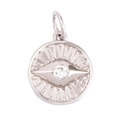Silver evil eye pendant with clear gemstone center and radiant texture details - Silver Rhinestone Evil Eye Style (K093036K2-W Gold)