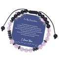 Morsecode Armband für Oma mit rosa Quarzperlen und schwarzen matten Steinen - Oma Stil