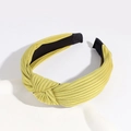 Stylish pale green knotted wide headband featuring a pleated fabric texture finish - Grass Green