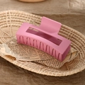 Elegant matte pink rectangular hollow hair claw clip for thick hair styling - 8.5cm Watermelon Red
