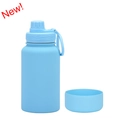 Sky blue 650ml stainless steel sports bottle with portable lid and silicone base - 650ml / Sky Blue-Sport (New)