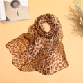 Classic leopard print chiffon scarf in brown and black hues for women's summer wear - Two-tone Leopard Coffee
