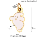 Ghost pendant detail in gold-plated stainless steel with white enamel and 16mm height - Ghost