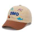 Kids cotton baseball cap with DINO dinosaur embroidery in beige and brown colors - 52-54cm / Khaki