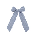 Light blue-grey lace bow hair clip with vintage floral embroidery and long ribbons - Blue Gray (7)