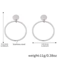 Pendientes de aro en acero inoxidable plateado de 4 cm con botones redondos - Color Acero