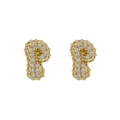 Sparkling 18k gold plated P-shaped balloon letter stud earrings with cubic zirconia stones - Letter P