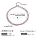 Armband mit rosa Zirkonia aus Edelstahl mit wasserdichter verstellbarer Kette - Silber Rosa Edelstein Tennis Kette