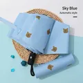 Sky blue automatic folding umbrella with cute cartoon koala print and matching storage sleeve - 306 Automatic / Sky Blue Coffee Bear