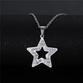 Sparkling stainless steel double star pendant necklace with crystals for women - NZ20 Star Hollow
