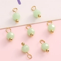 Light green faceted crystal bead pendants with gold rings for DIY jewelry making - Light Green Round Bead