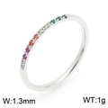Bague en acier titane arc-en-ciel avec pierres colorées, largeur fine de 1,3 mm - US 6 / Couleur Acier