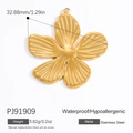 Goldener Fünf-Blatt-Blumenanhänger aus Edelstahl mit hochwertiger 18k-Vergoldung - Edelstahl Goldene Blumen Anhänger (PJ91909)