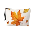 Pochette trucchi color crema con stampa di foglia d'acero arancione Ringraziamento - Stampa Singola Foglia di Acero-Con Cinturino da Polso(xy-042-01)