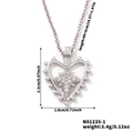 Detailed product dimensions for silver heart cross pendant necklace with zircon stones - Silver
