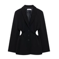 Veste de tailleur noire pour femme avec découpes à la taille et col à revers élégant - XS / Noir