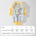 Waterproof dog jumpsuit with floral pattern and cherry print, size chart included - Blue (All Season)