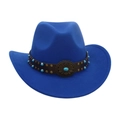 Cappello da cowboy blu in feltro di lana con fascia in pelle e fibbia in turchese - Taglia unica / Blu Zaffiro