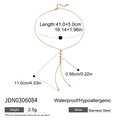 Detailed size specifications for gold Y-shaped stainless steel necklace with 2.5g weight - Gold Slender Pendant Y-Necklace (JDN0306084)