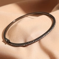 Classic gunmetal bracelet with pavé-set zircons and secure side safety buckle - Bp2210f Bracelet - Black Copper Zirconium
