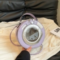 Creative purple washing machine shaped crossbody bag with silver accents for women - Purple