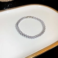 Pulsera tennis plateada con circonitas talla marquesa en engaste de pavé continuo - Estilo de Corte Marquesa / Plateado