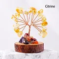 Citrine money tree ornament with amethyst and agate on a wooden base - Citrine (Wooden Stump Base)