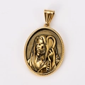 18k gold plated oval 304 stainless steel pendant with vintage religious portrait - Shepherd and Portrait Style (Style 10)