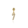 Close-up of number 7 pendant in gold S925 silver with sparkling crystals and a smooth finish - Number 7