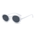 Punk style small round sunglasses with a bold white frame and dark black lenses - C2 White