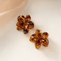 Set of two large amber tortoise shell flower hair claws with gradient resin finish - Amber [4cm Small]