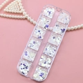 Iridescent butterfly and star sequins in a clear 12-grid nail art storage box container - T-363 (Blue Purple Galaxy)