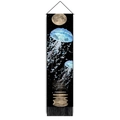 Detail of Nordic jellyfish tapestry featuring moonlit night scene and elegant bottom tassels - 32.5x130cm / Style 5